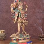 Pure Brass Kali Mata Idol with Stonework | 18" Four-Armed Divine Art | 9.5kg Sacred Masterpiece | Meenakari Beauty | Jaipurio